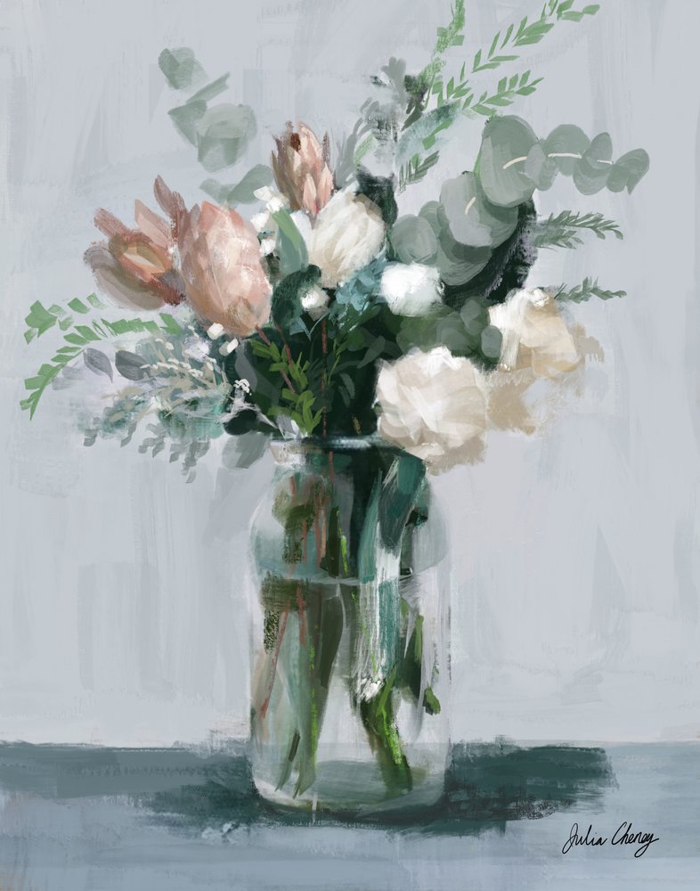 Ramo em tons de rosa e creme de Julia Cheney