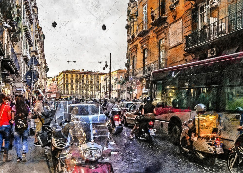 Rua movimentada de uma cidade europeia de Justyna Jaszke