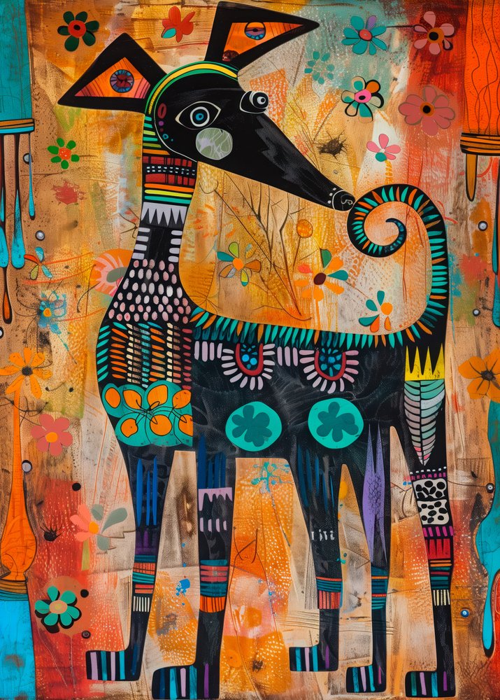 Cão Folclórico Colorido de Justyna Jaszke
