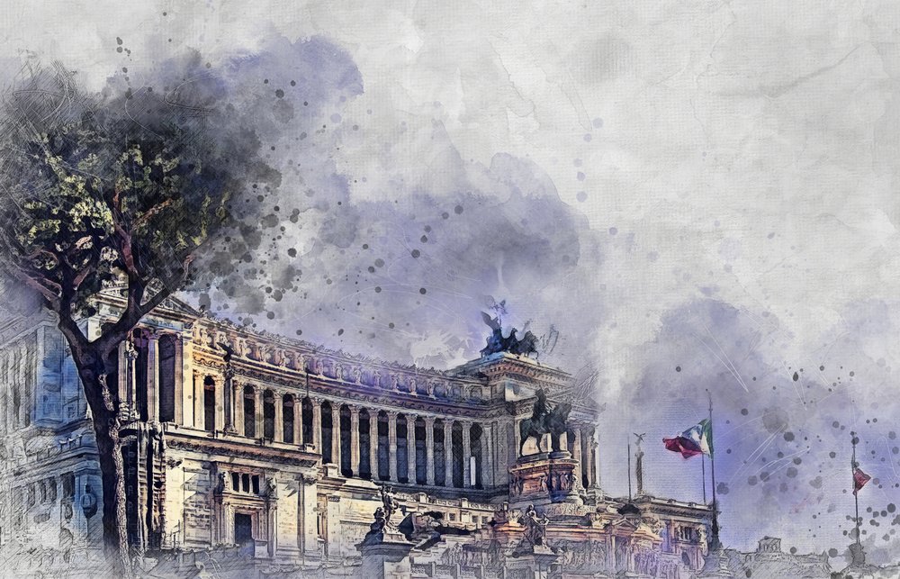 Aquarela de um monumento de Roma de Justyna Jaszke