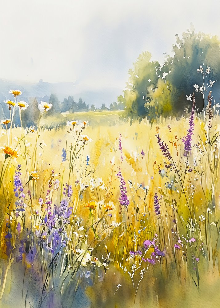 Prado ensolarado de flores silvestres de Justyna Jaszke