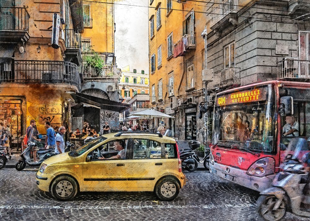 Rua animada de uma cidade europeia de Justyna Jaszke