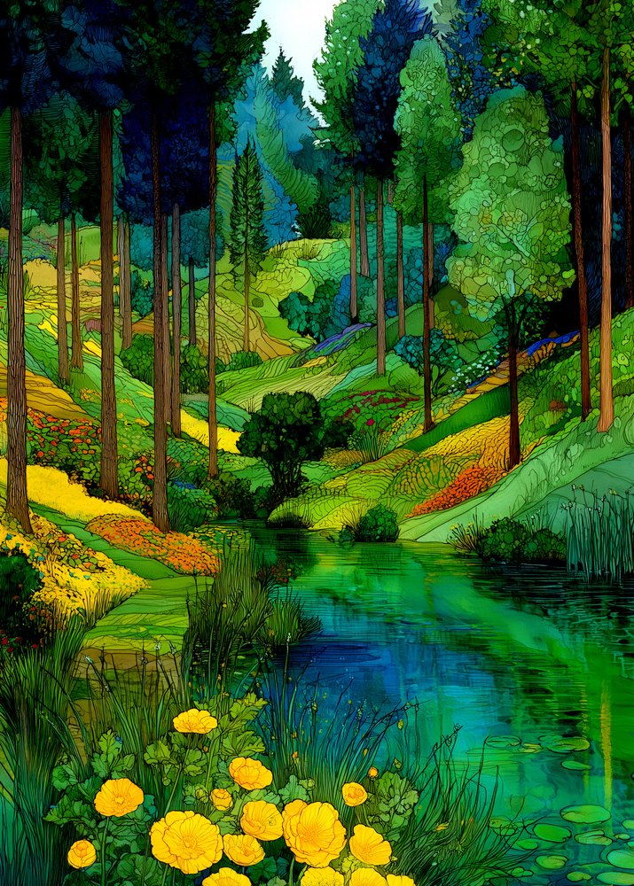 O vibrante Vale do Rio Forest de Justyna Jaszke