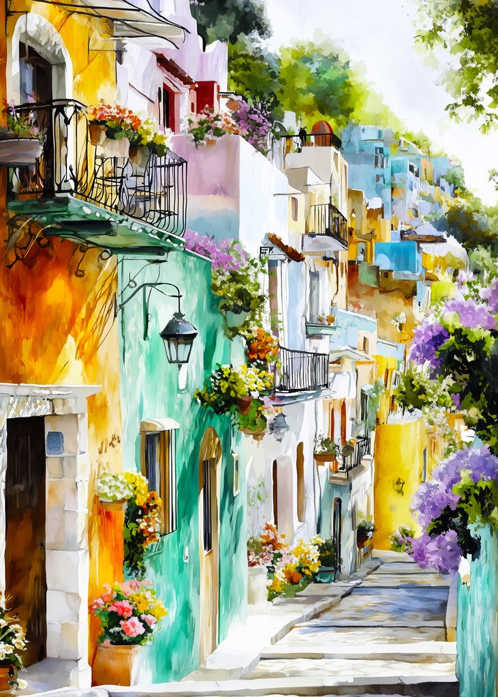 Cidade animada situada numa encosta de Justyna Jaszke