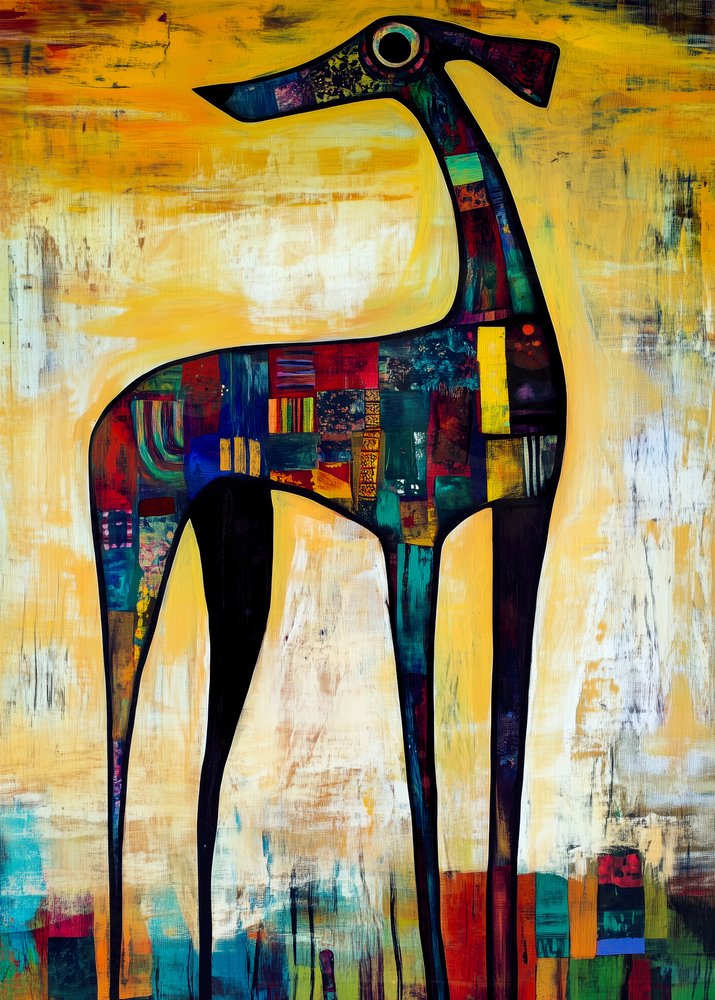 Cão com patchwork colorido de Justyna Jaszke