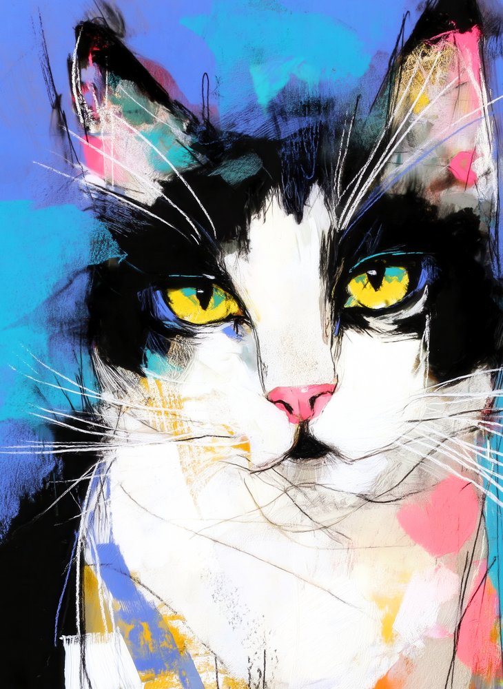 Gato Tuxedo Vibrante de Justyna Jaszke
