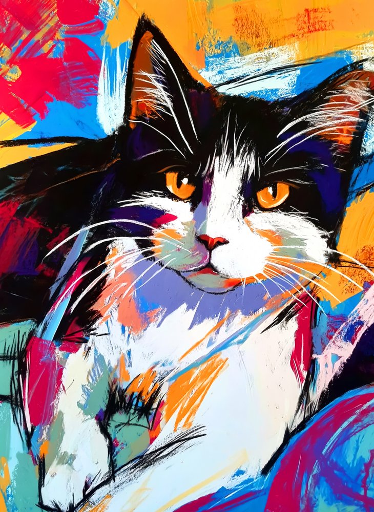 Gato Tuxedo Vibrante de Justyna Jaszke