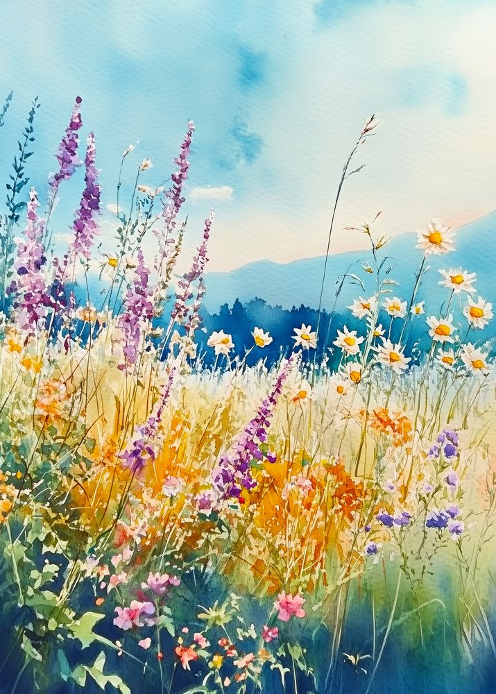 Prado de flores silvestres colorido de Justyna Jaszke