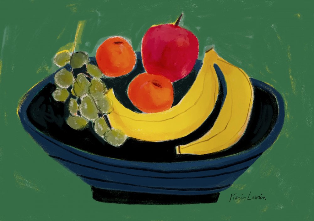 Natureza morta com frutas coloridas de Karin Lauria