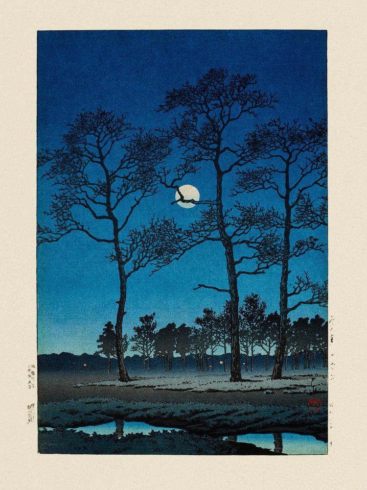 Lua de Inverno em Toyamagahara (1931) de Kawase Hasui