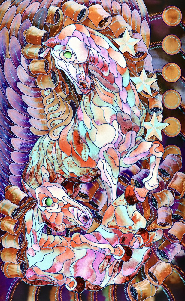 Cavalos em vitrais fantásticos de Kostyantin Malginov