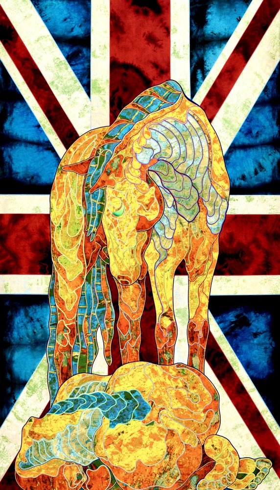 Cavalo com a bandeira britânica em cores vivas de Kostyantin Malginov