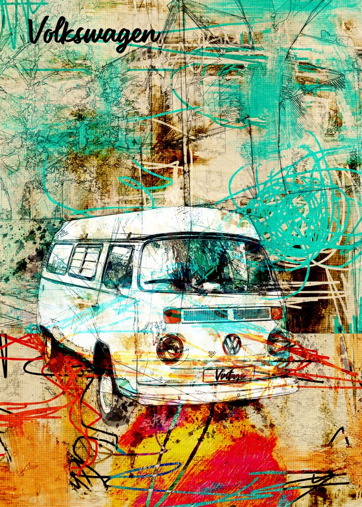 Furgoneta Retro Abstract de Lembayung senja studio [Vintage Poster]