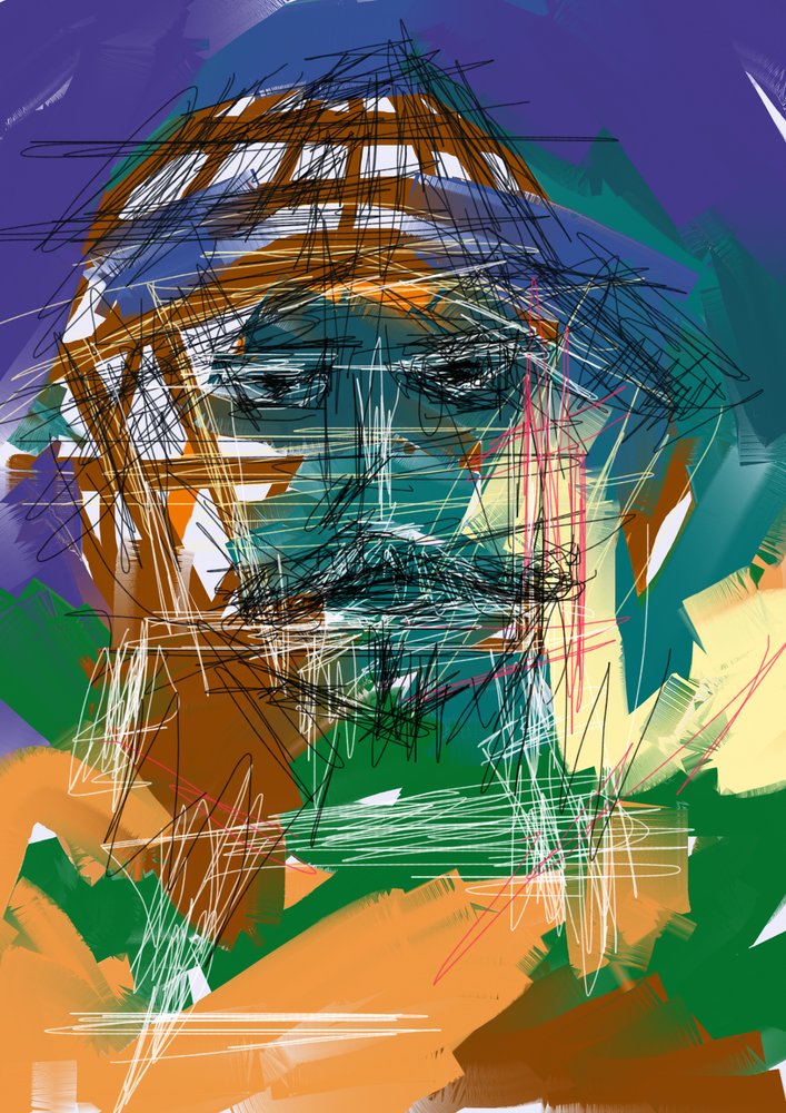 Retrato abstrato intenso de Lembayung senja studio [Vintage Poster]