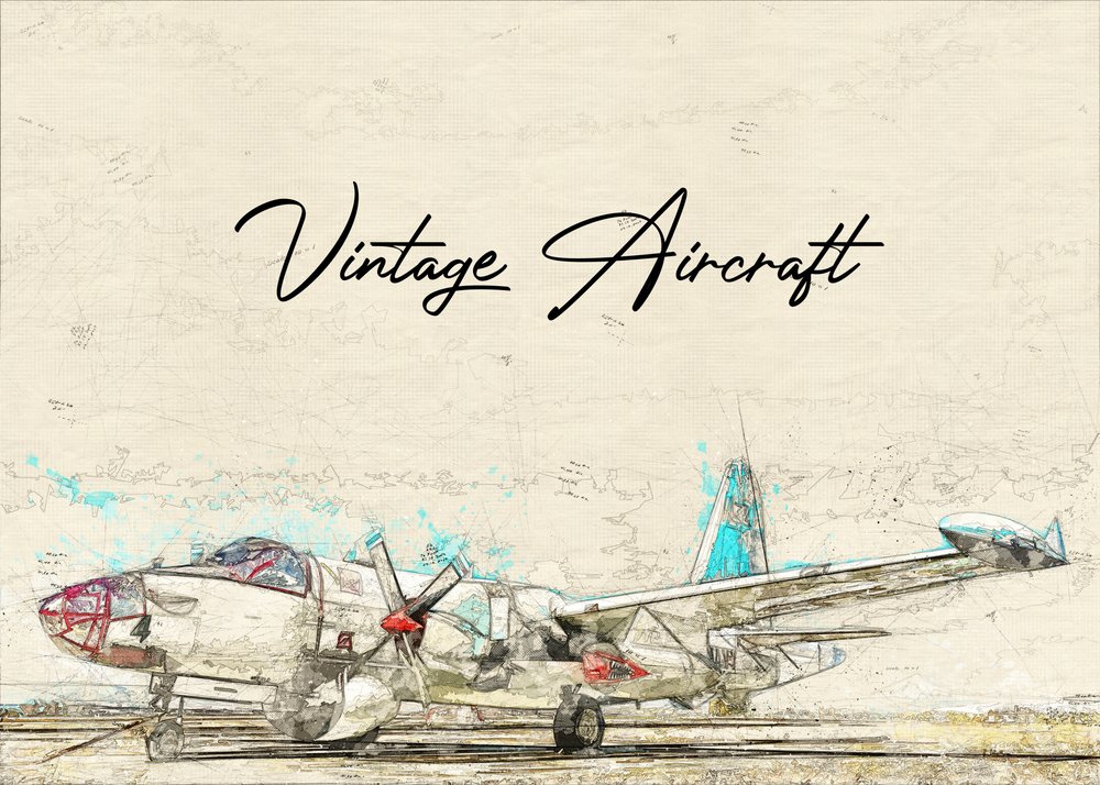 Esboço de um avião antigo de Lembayung senja studio [Vintage Poster]