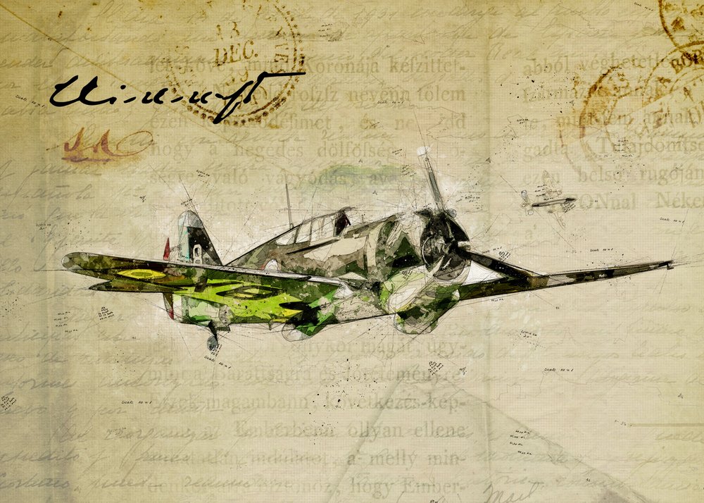Esboço de aviação vintage de Lembayung senja studio [Vintage Poster]