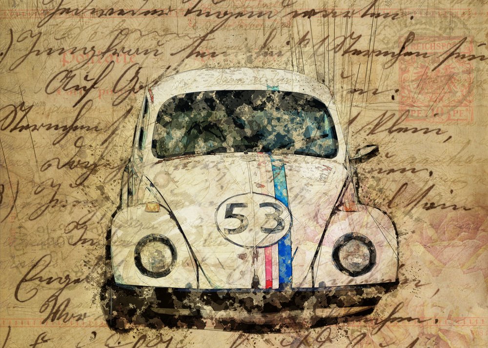 Arte vintage do Fusca de Lembayung senja studio [Vintage Poster]