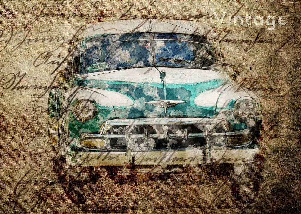 Letras de carros antigos de Lembayung senja studio [Vintage Poster]