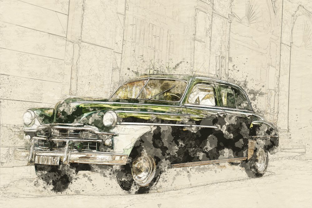 Desenhos de carros antigos de Lembayung senja studio [Vintage Poster]