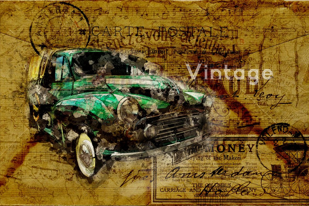 Mapa de viagem em carros antigos de Lembayung senja studio [Vintage Poster]