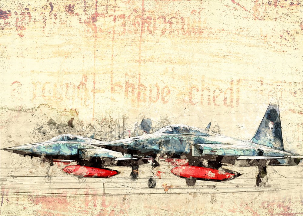 Caças a jato antigos de Lembayung senja studio [Vintage Poster]
