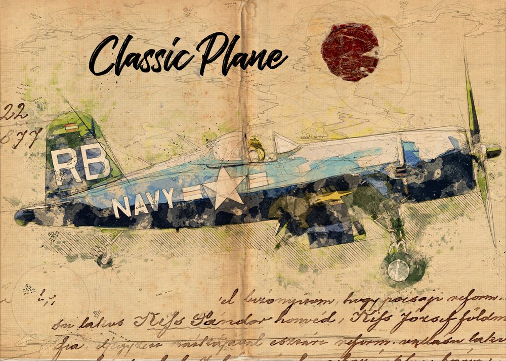 Avião de combate antigo de Lembayung senja studio [Vintage Poster]