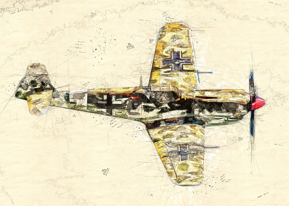 Esboço de um avião de combate antigo de Lembayung senja studio [Vintage Poster]
