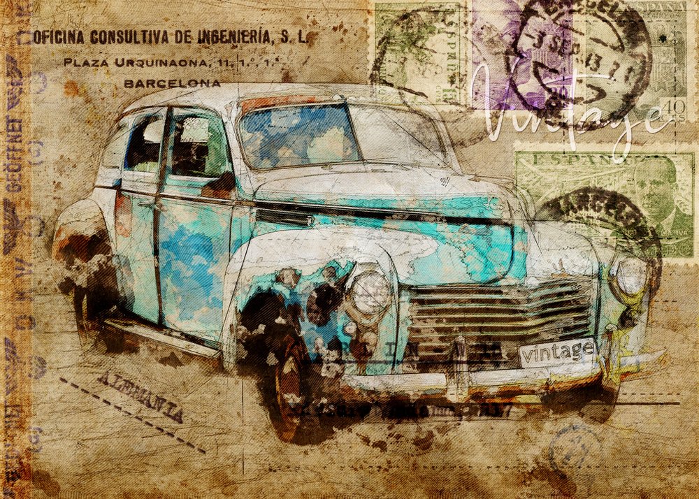 Carro de viagem vintage de Lembayung senja studio [Vintage Poster]