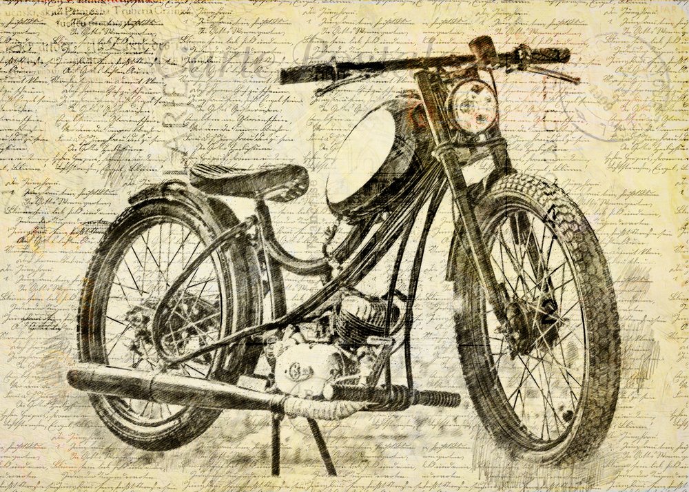 motocicleta antiga de Lembayung senja studio [Vintage Poster]