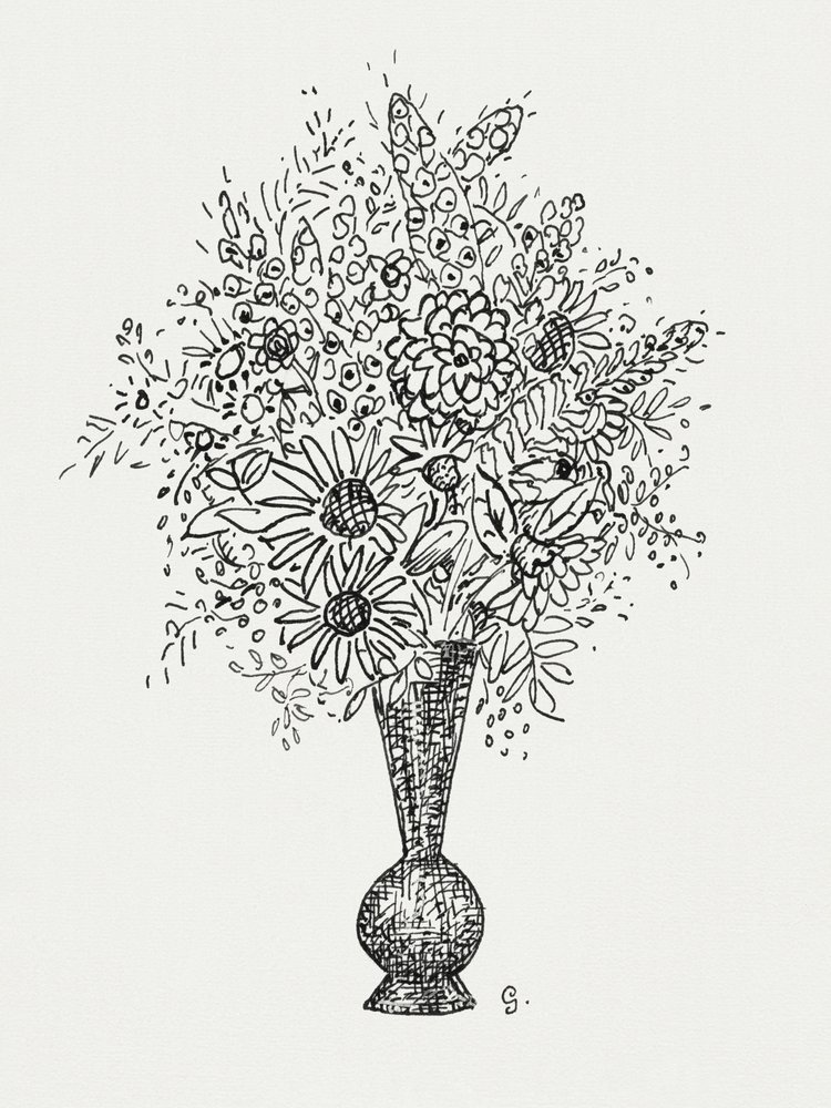 Vaso de flores (c. 1891–1941) – Desenho em alta resolução de Leo Gestel. de Leo Gestel