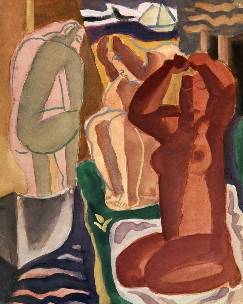 Duas mulheres a tomar banho e uma ponte – Formato 4x5 – Imagem nítida de Leo Gestel