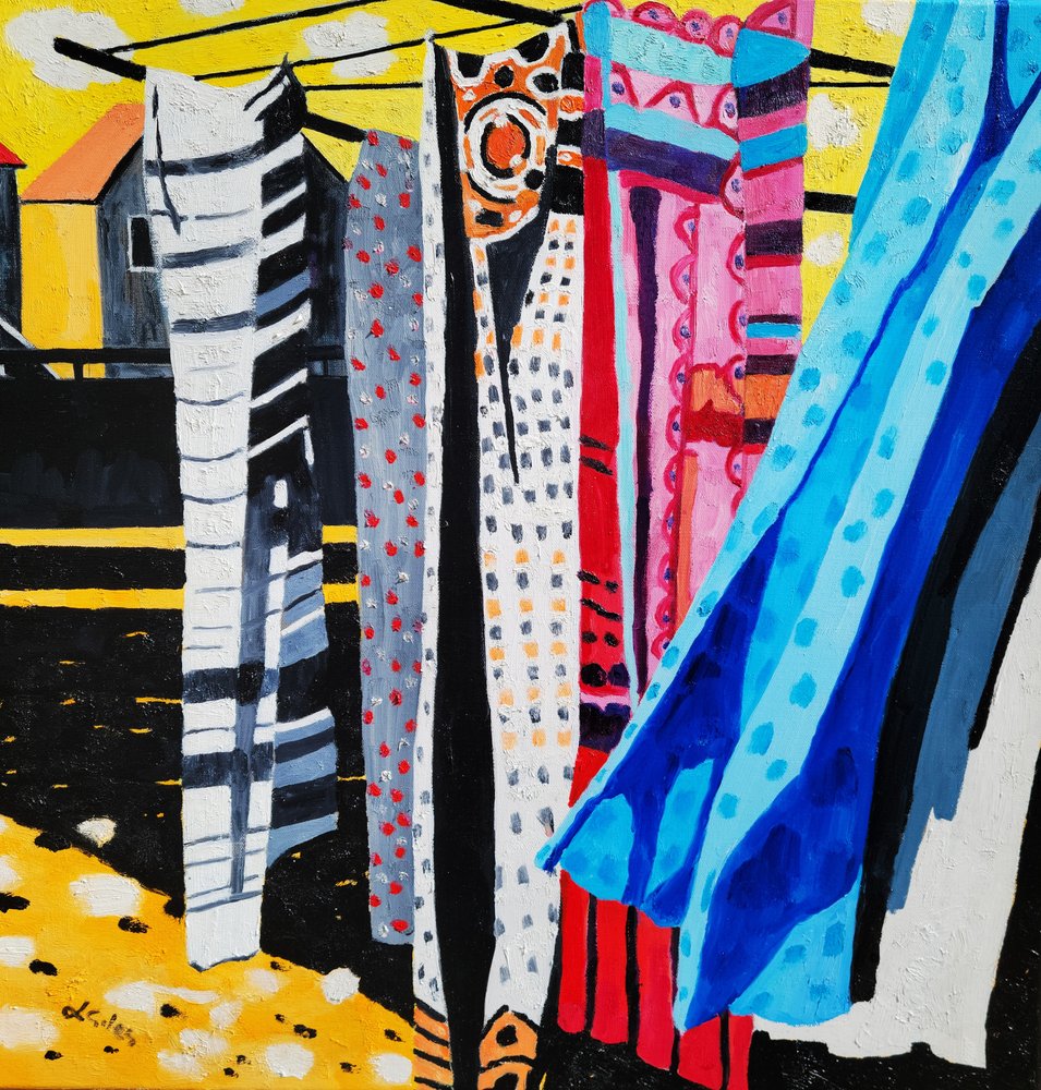 Um dia colorido de lavagem de roupa de Lesley Giles