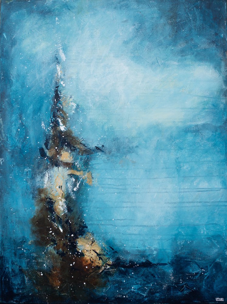 Fluxo abstrato em azul profundo de Lillian Christiansson