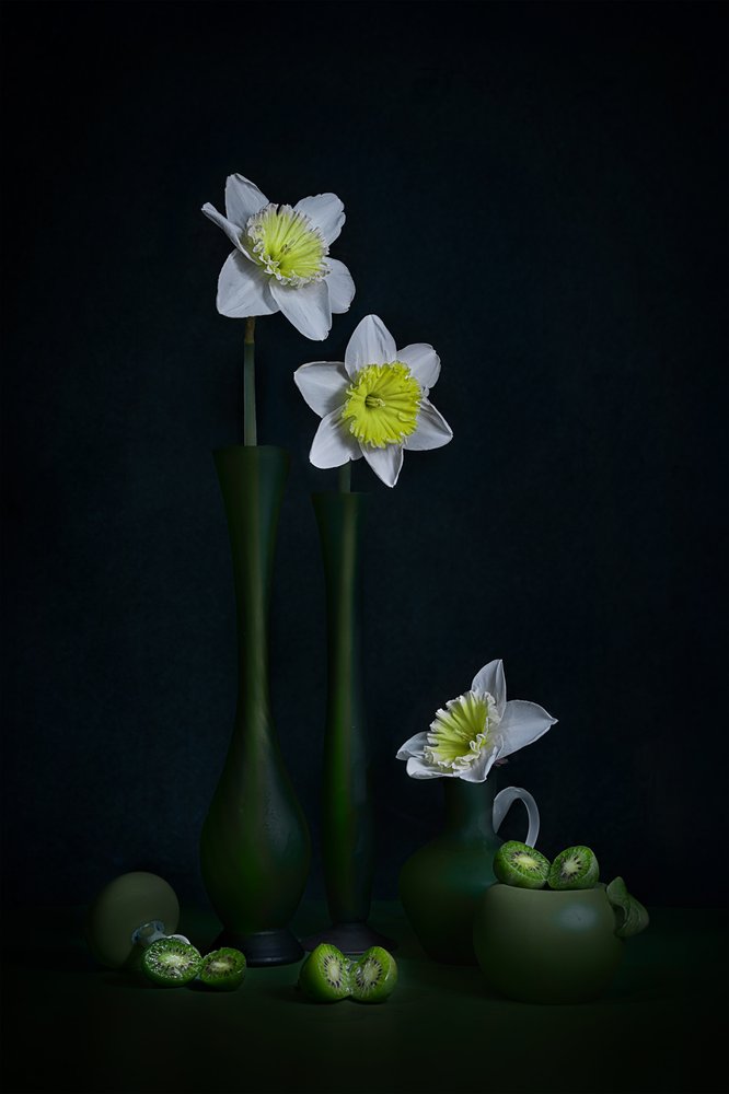 Natureza morta com narcisos verdes de Lydia Jacobs