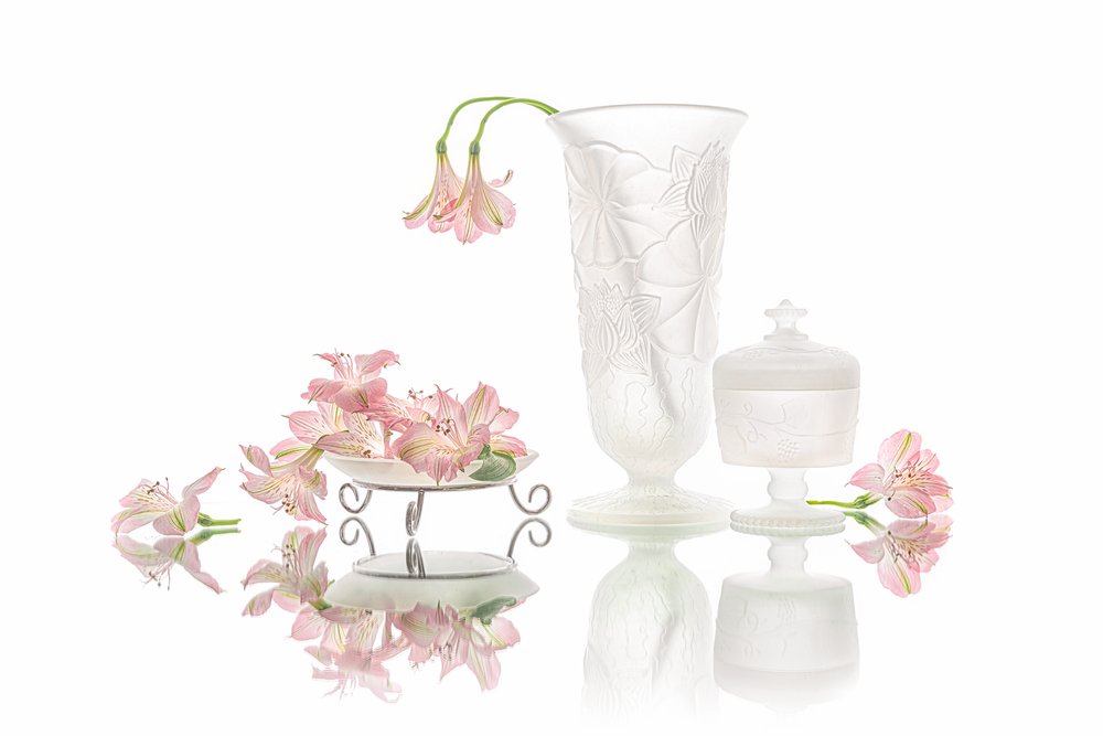 Reflexo de elegantes flores cor-de-rosa de Lydia Jacobs
