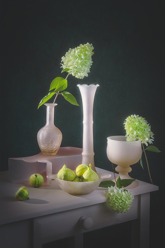 Figos verdes e vasos cor-de-rosa de Lydia Jacobs