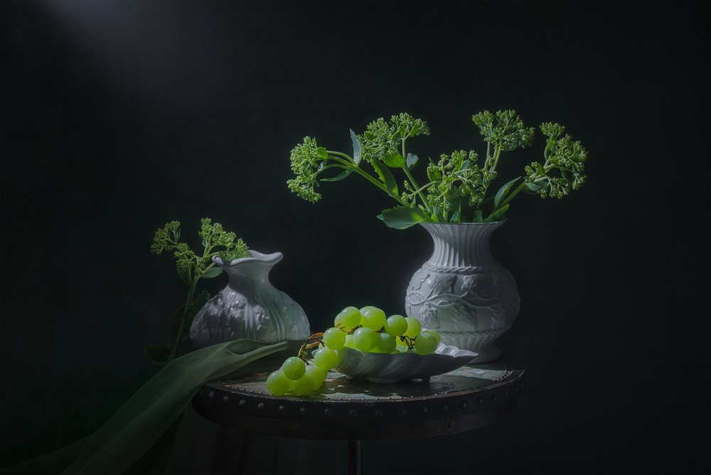 Natureza morta com uvas verdes de Lydia Jacobs