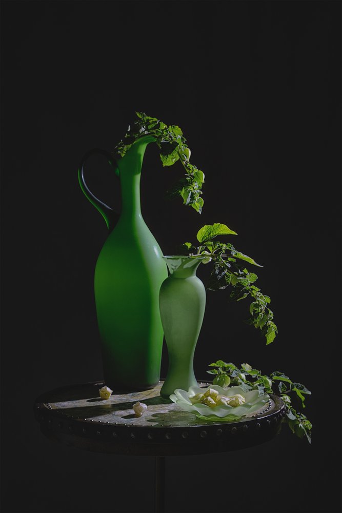 Natureza morta com vasos verdes de Lydia Jacobs