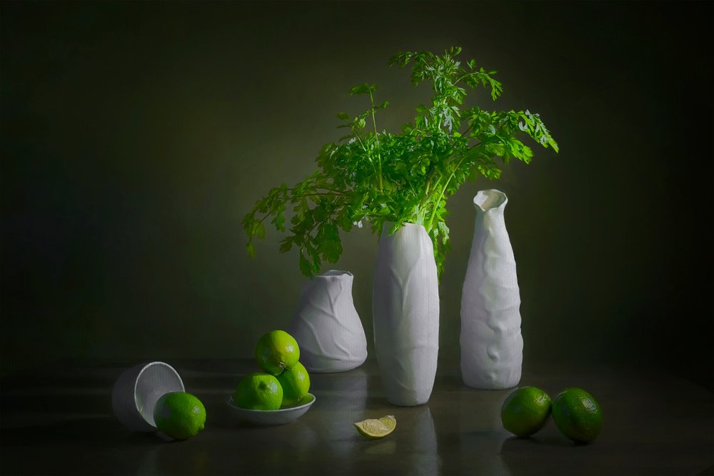 Natureza morta moderna com limas de Lydia Jacobs