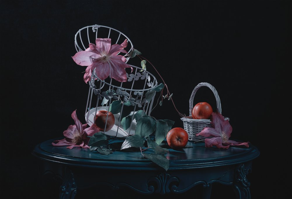 Maçãs melancólicas e clematis de Lydia Jacobs