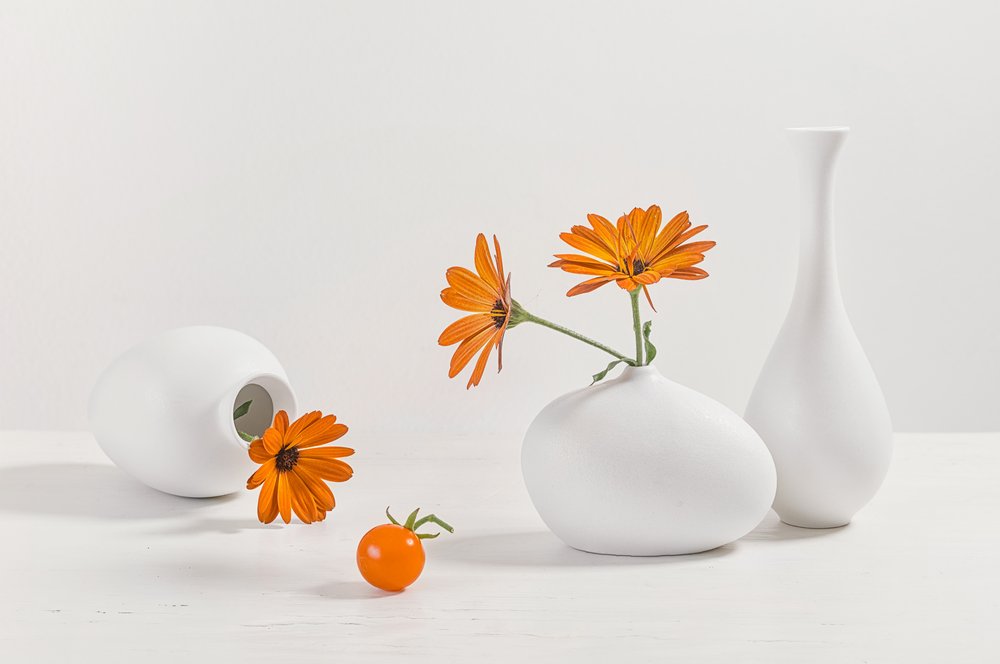Natureza morta moderna com flores de laranjeira de Lydia Jacobs