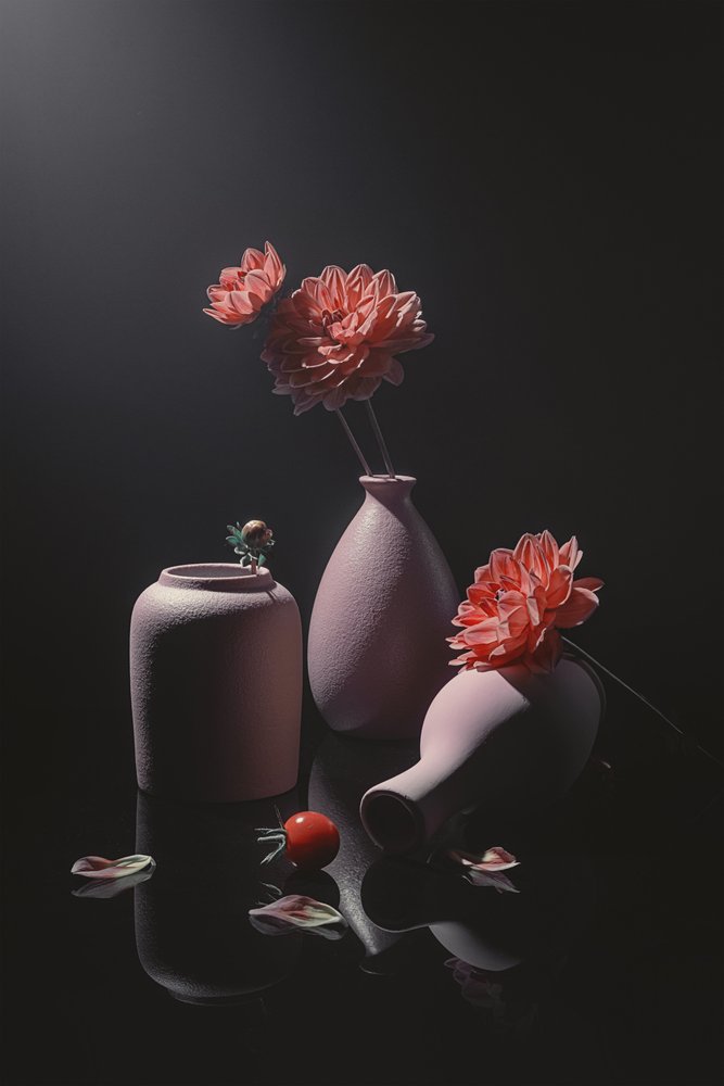 Natureza morta floral em rosa suave de Lydia Jacobs