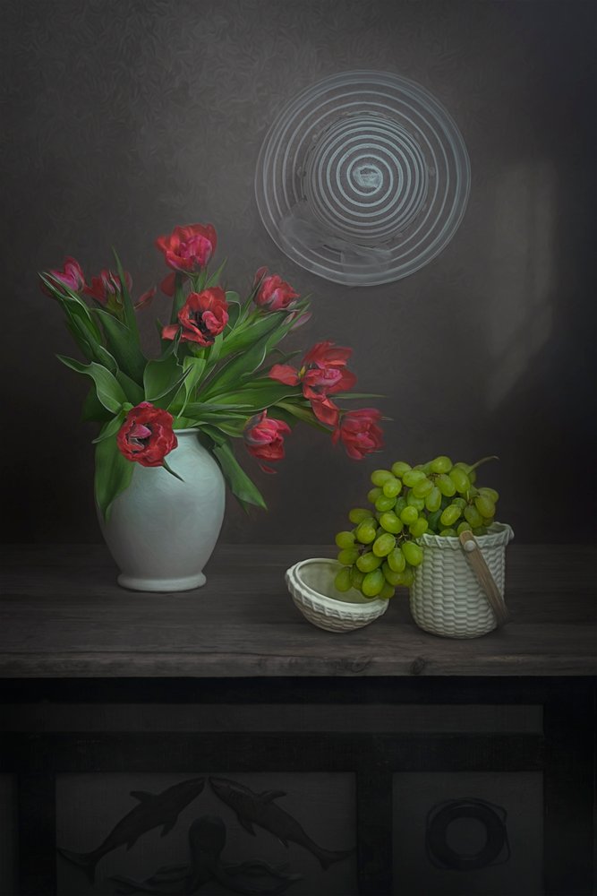 Tulipas Vermelhas e Uvas Verdes de Lydia Jacobs