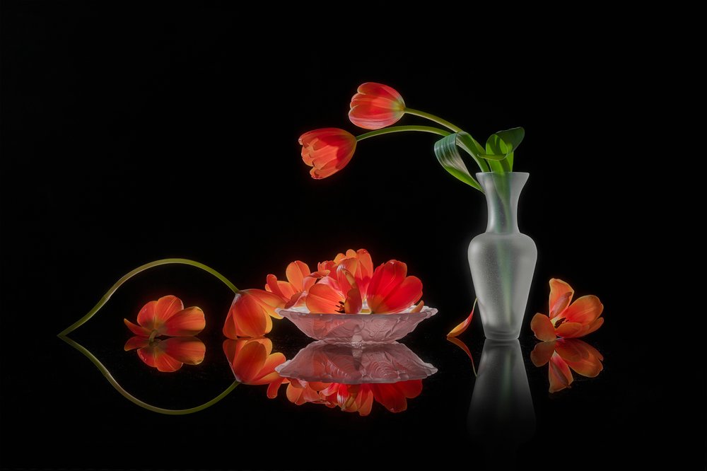 Natureza morta com tulipas vibrantes de Lydia Jacobs