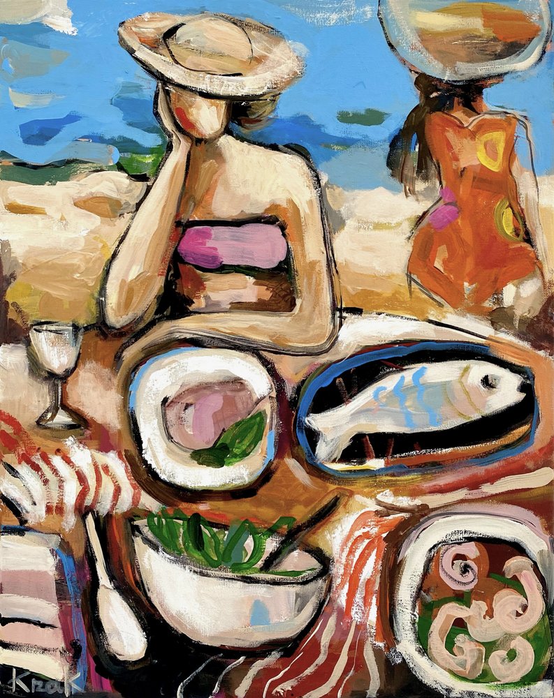 Almoço colorido na praia de Magdalena  Krzak