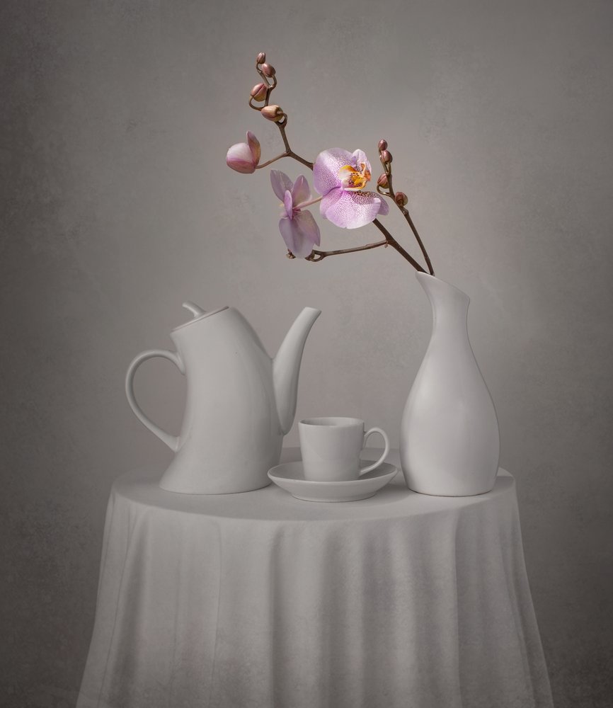 Hora do Chá da Orquídea Rosa de Margareth Perfoncio