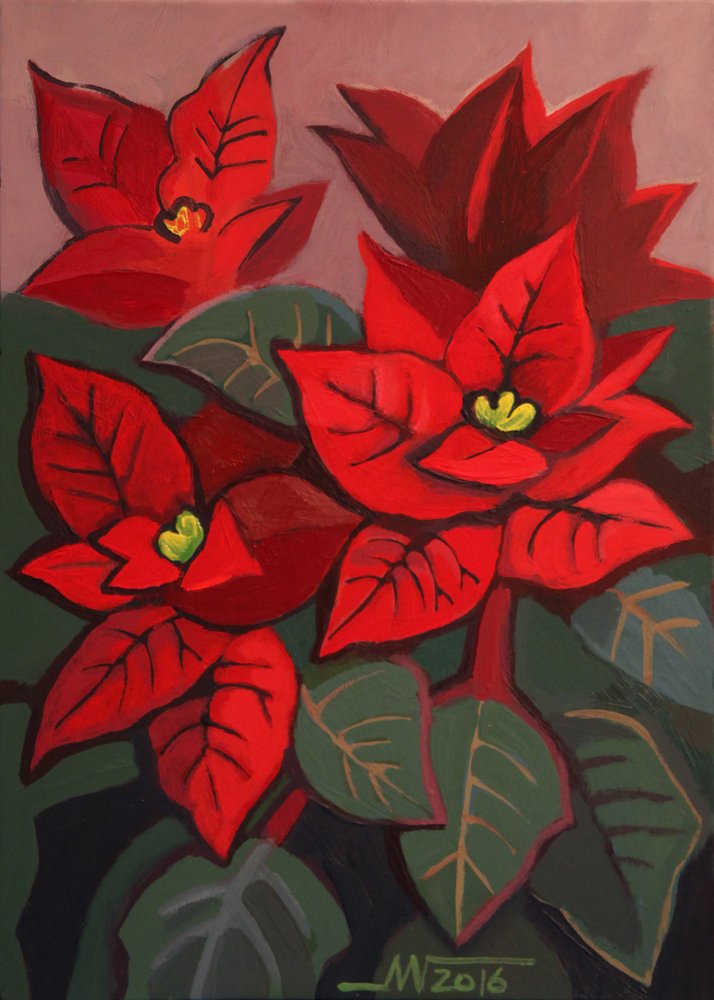 Poinsétias vermelhas festivas de Marina Gorkaeva
