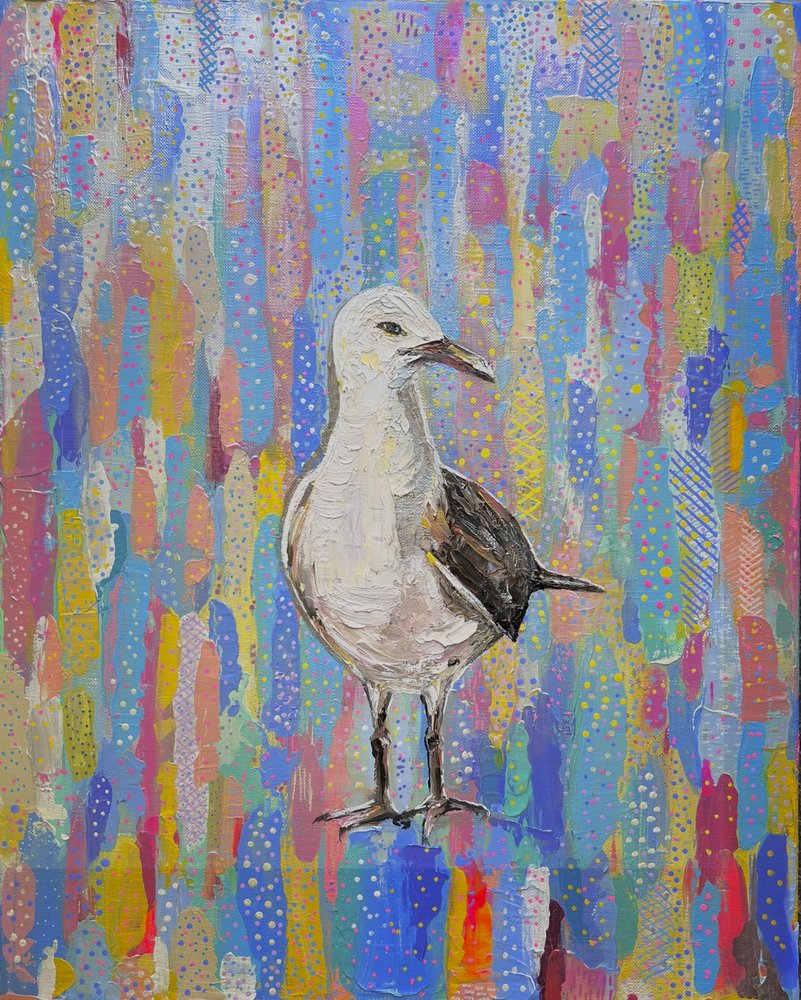 Pintura de uma gaivota vibrante de Marina Kozyr