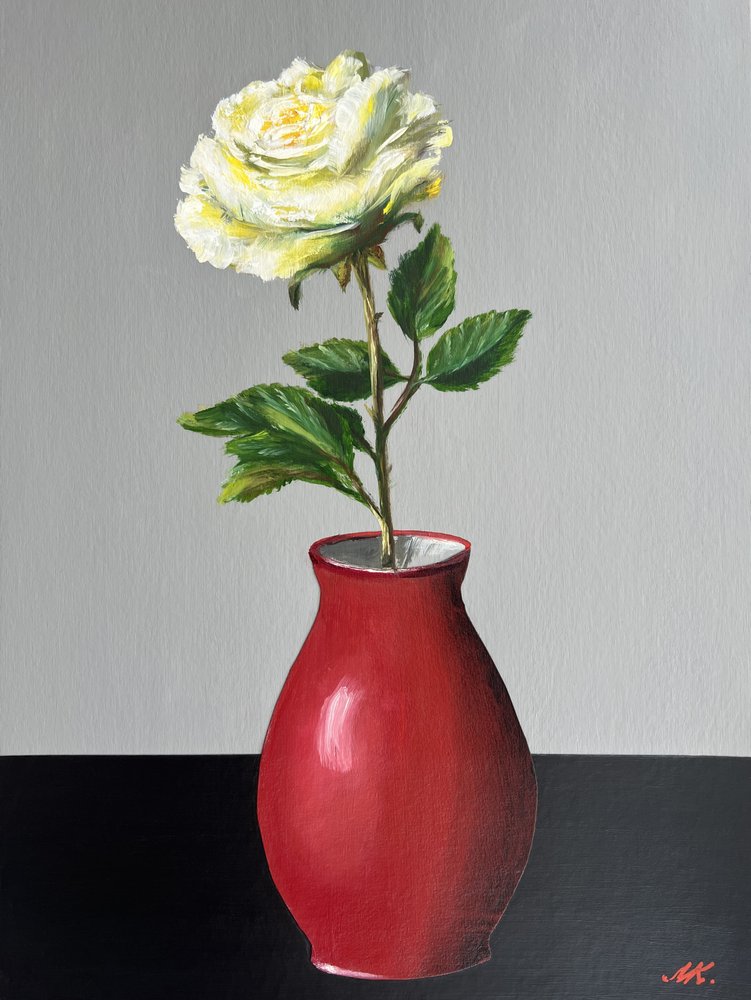 Rosa branca num vaso vermelho de Marina Kozyr