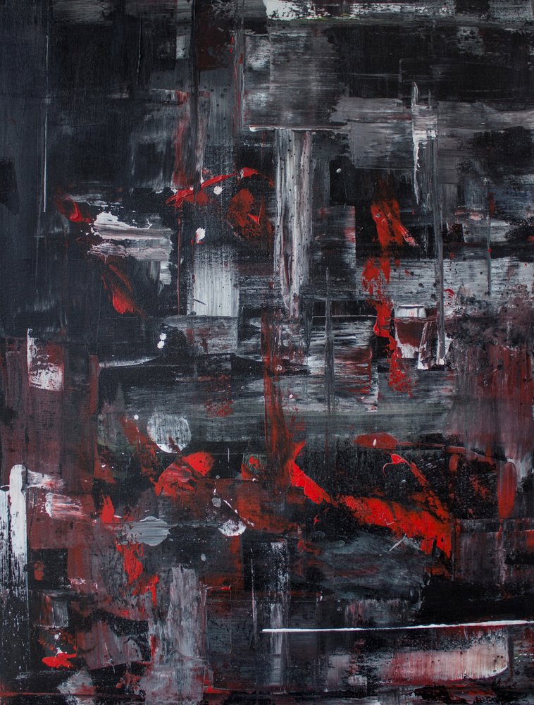 Paisagem urbana abstrata em vermelho dinâmico de Marloes Aerts